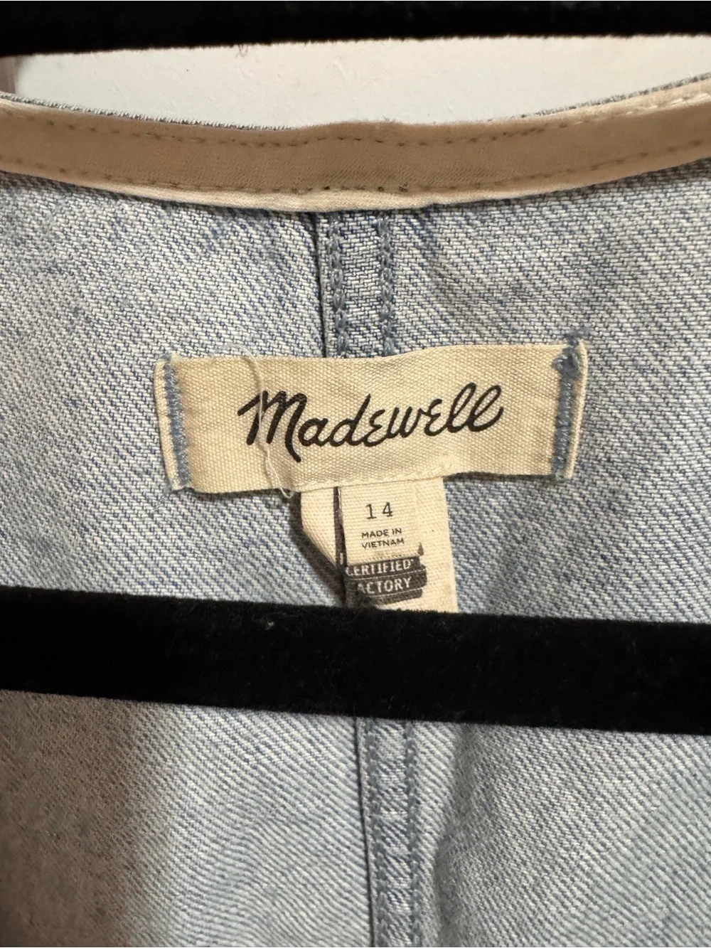 Madewell Light Wash Denim Scoopneck Cutaway Vest